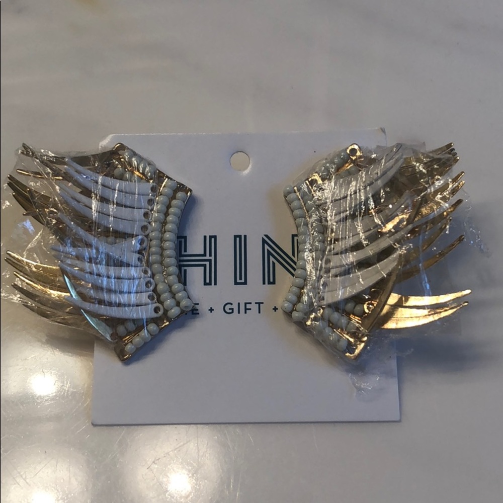 White and Gold Earrings
